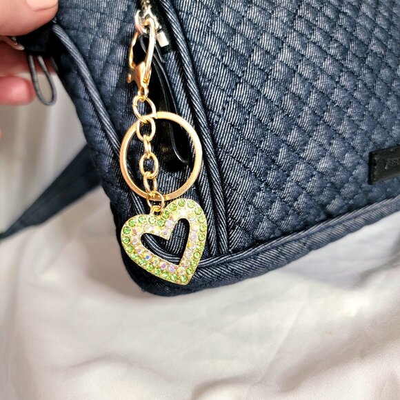 Vera Bradley Quilted Denim Hipster Crossbody with Bag Charm, EUC - Picture 3 of 4